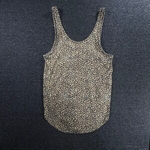 Victoria's Secret PINK Leopard Print Ribbed Tank Top Womens M Brown Black